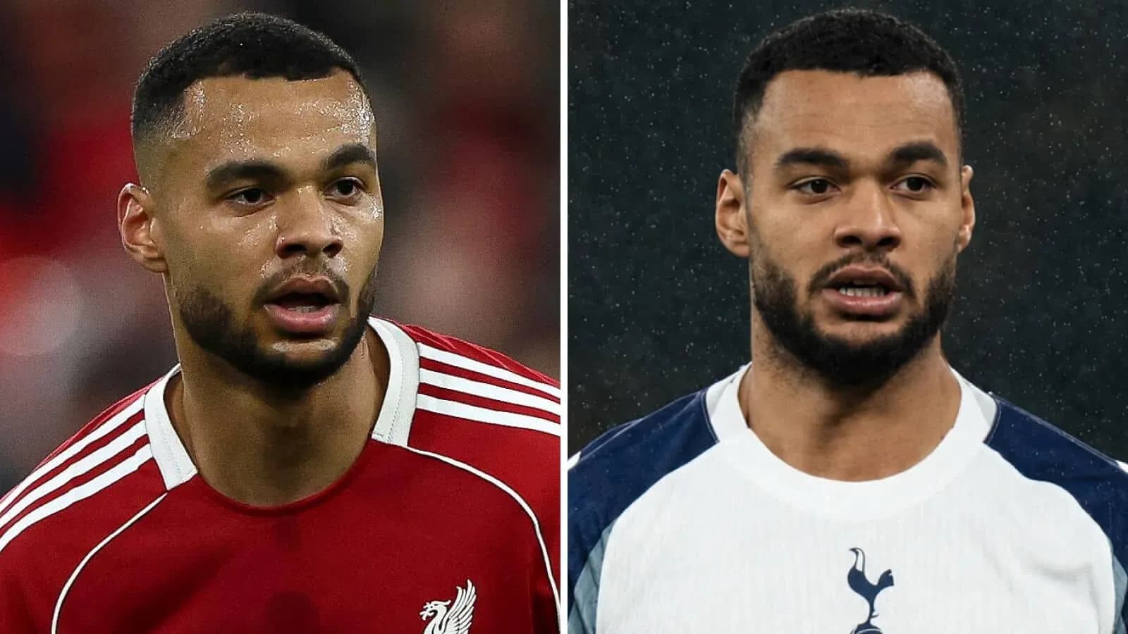 Jugador con camisetas de Liverpool y Tottenham Hotspur