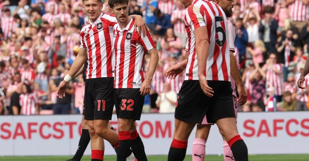 Jugadores de Sunderland celebrando un gol en el estadio