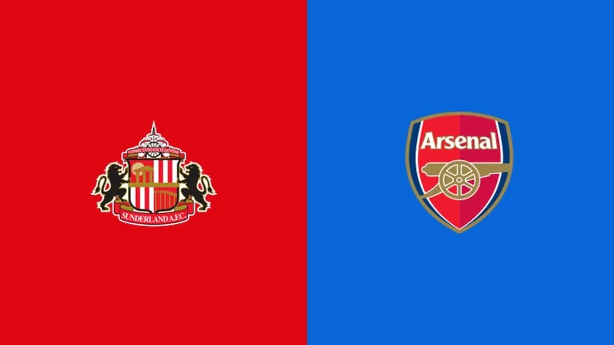 Logos de Sunderland A.F.C. y Arsenal en fondo colorido
