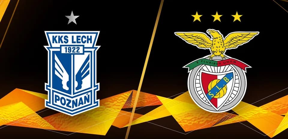 Logos de Benfica y Lech Poznan en UEFA Europa League