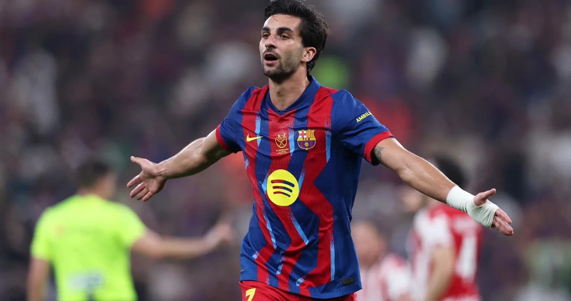 Jugador de Barcelona celebrando un gol en partido Jugador de Barcelona celebrando un gol en partido