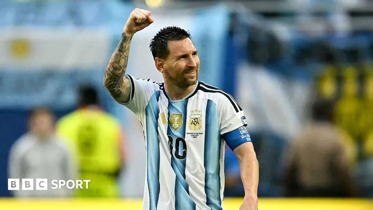 Lionel Messi celebrando durante un partido de Argentina Lionel Messi celebrando durante un partido de Argentina