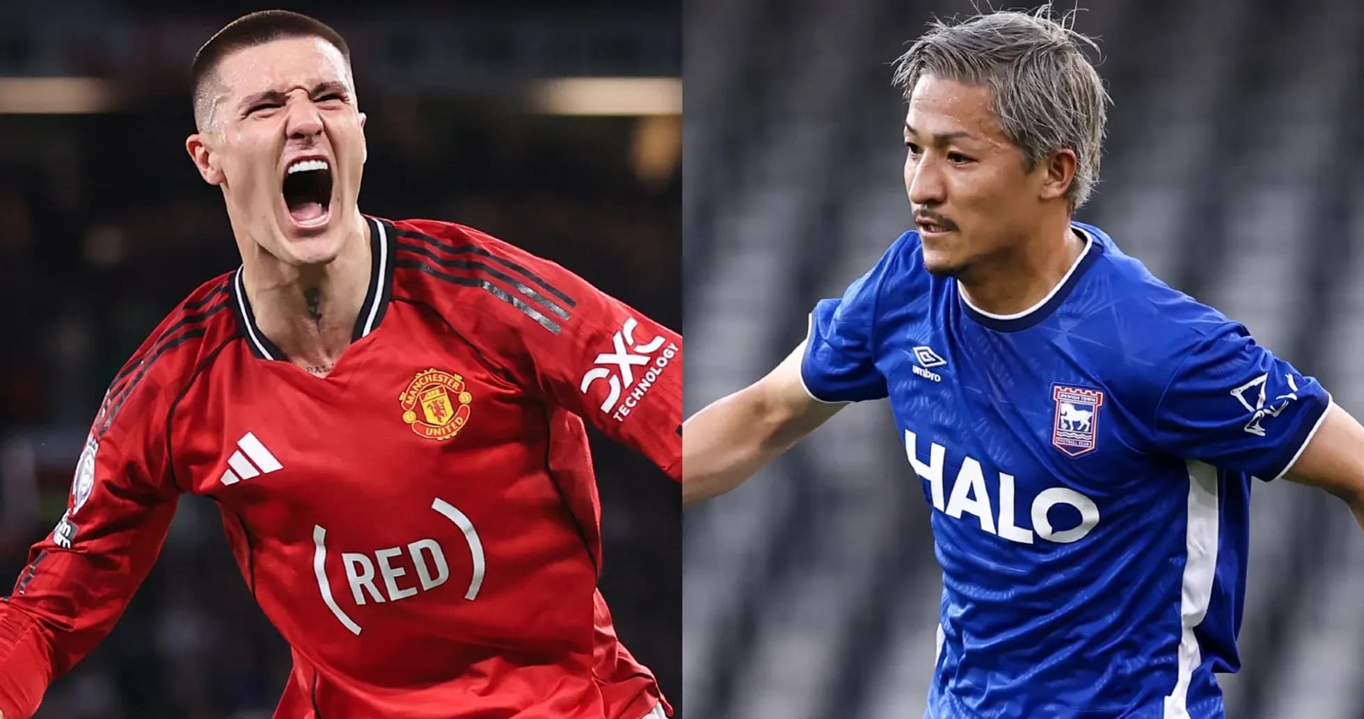 Jugadores de Manchester United e Ipswich celebrando Jugadores de Manchester United e Ipswich celebrando
