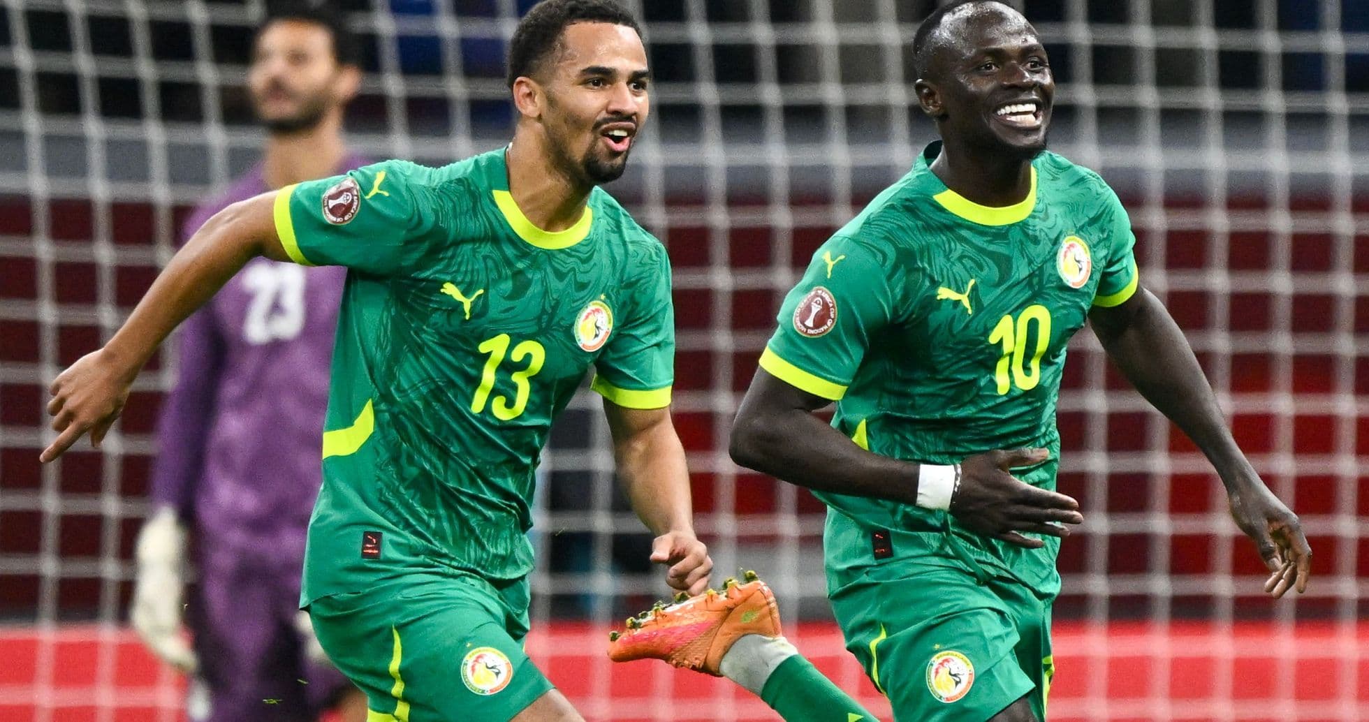 Jugadores de Senegal celebrando un gol durante partido Jugadores de Senegal celebrando un gol durante partido