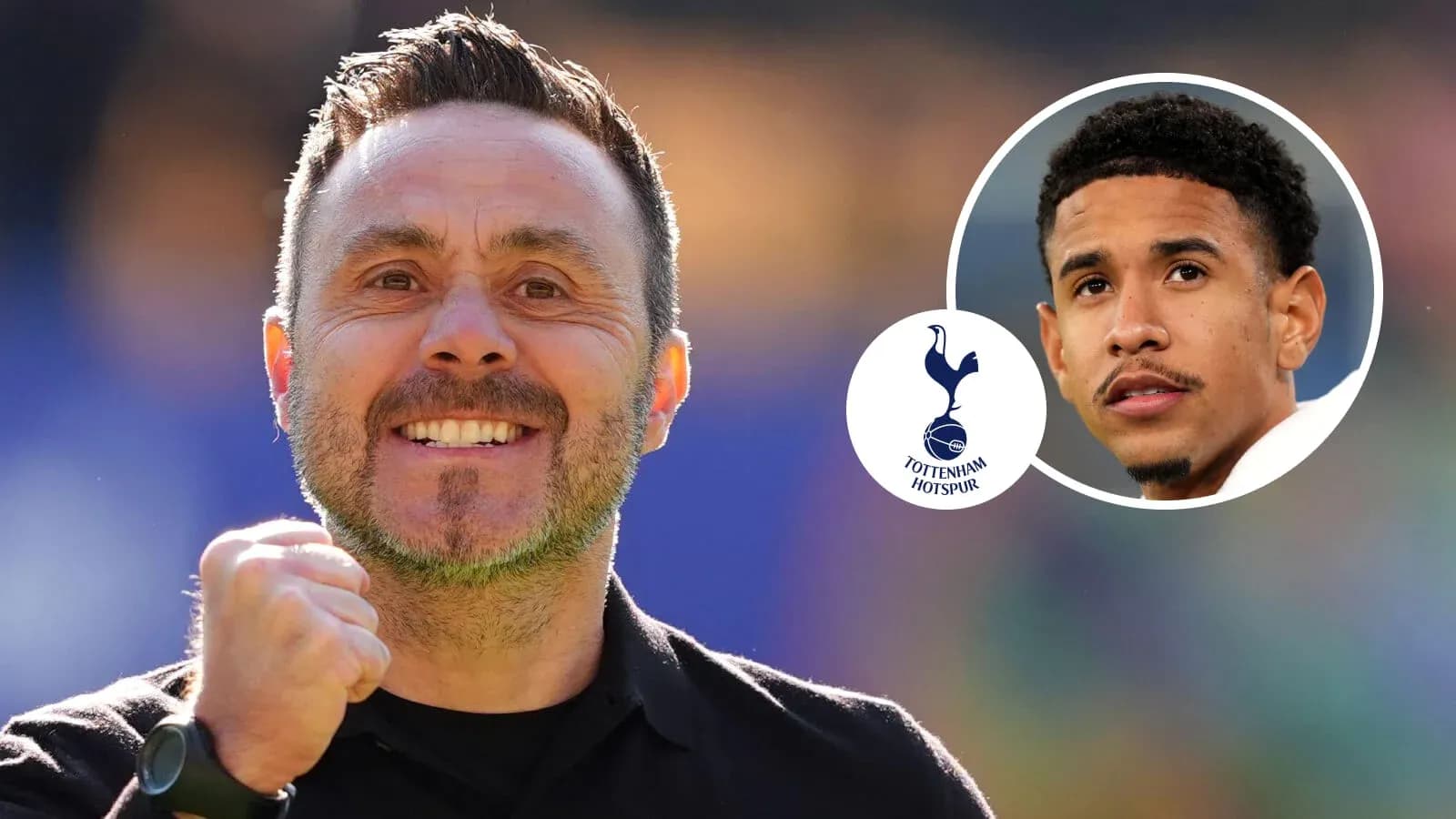 Entrenador sonriente de Tottenham Hotspur con jugador Entrenador sonriente de Tottenham Hotspur con jugador
