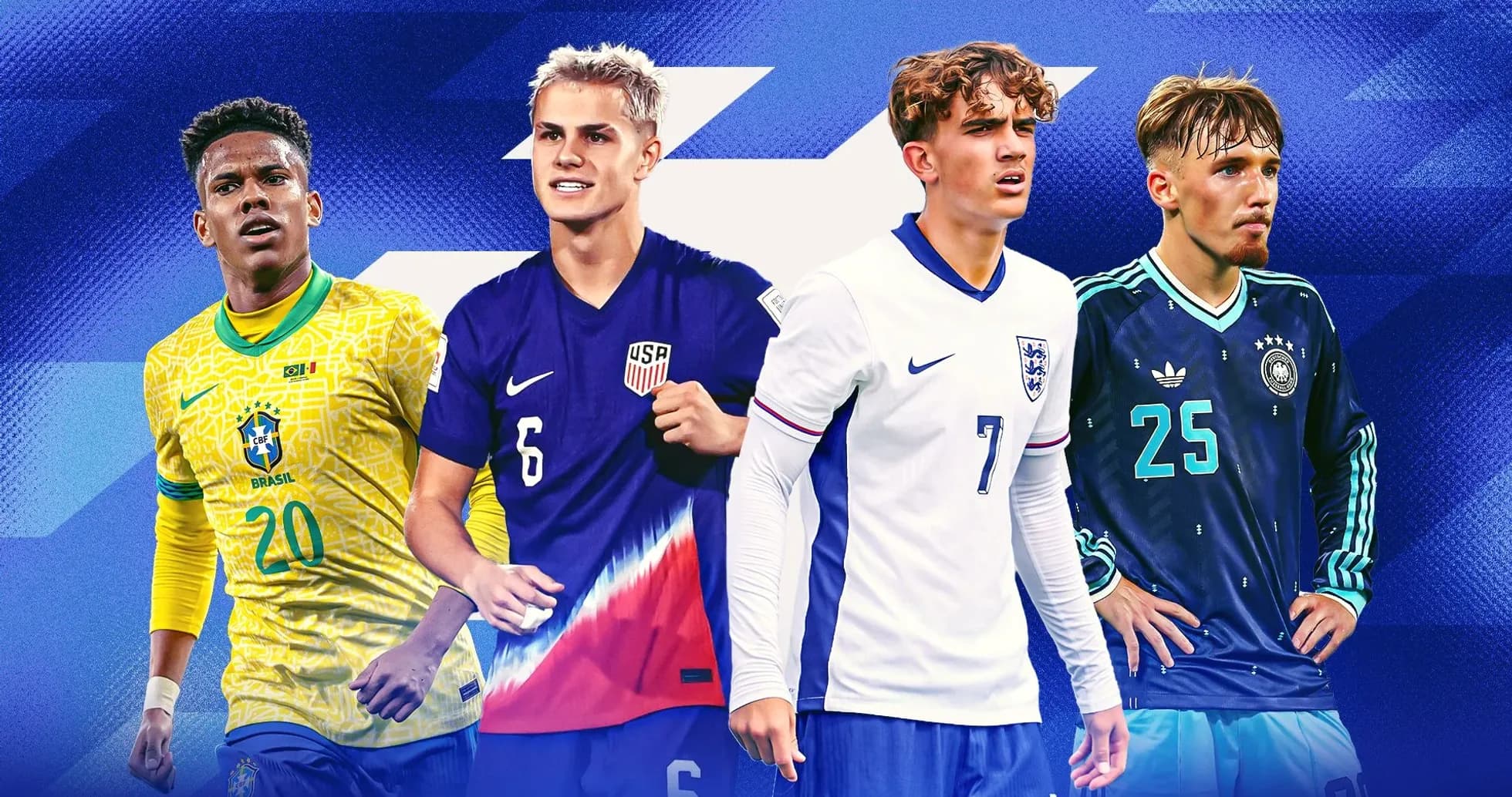 Cuatro jugadores de selecciones nacionales de fútbol Cuatro jugadores de selecciones nacionales de fútbol
