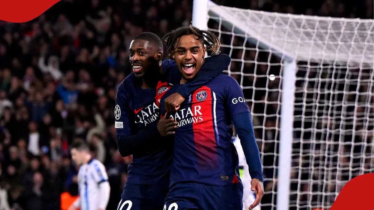 Jugadores del PSG celebrando un gol en el partido Jugadores del PSG celebrando un gol en el partido