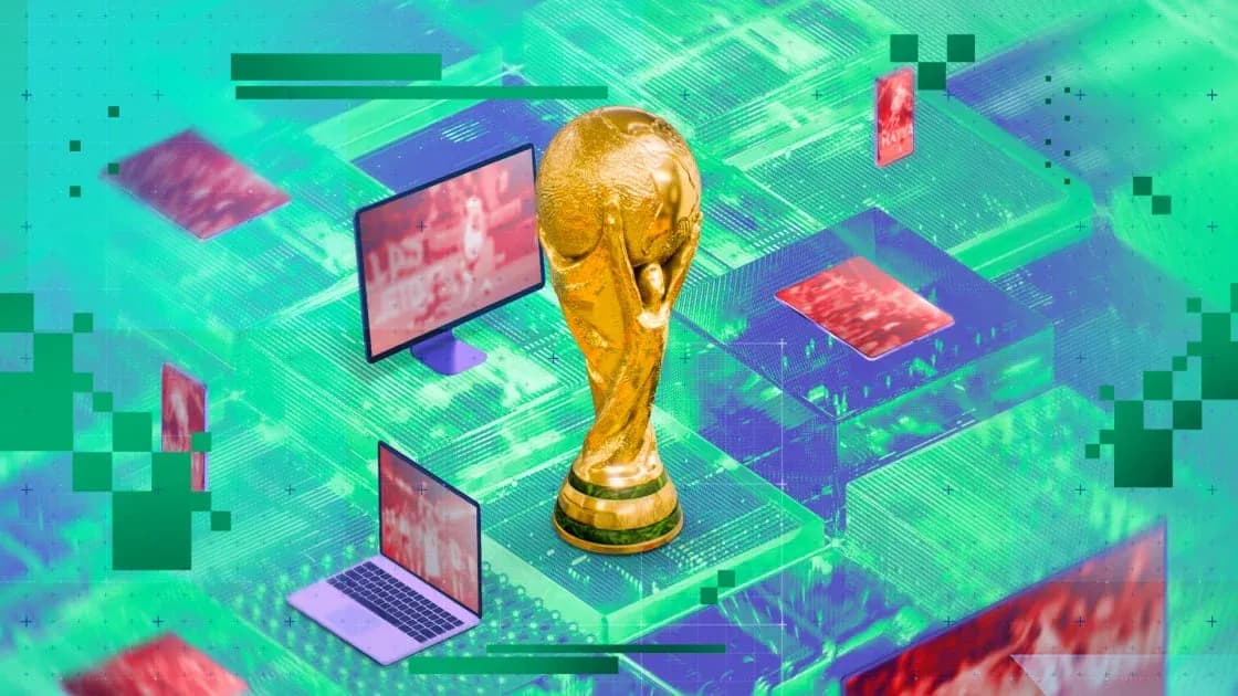 Trofeo de la Copa del Mundo en fondo digital Trofeo de la Copa del Mundo en fondo digital