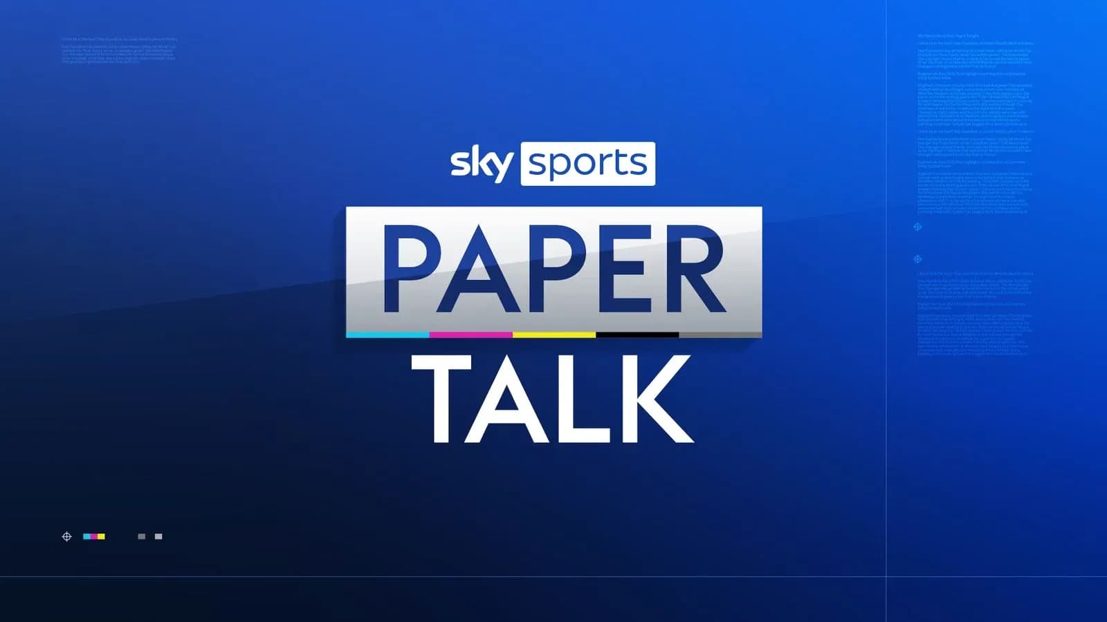 Logo de Sky Sports Paper Talk sobre fondo azul Logo de Sky Sports Paper Talk sobre fondo azul