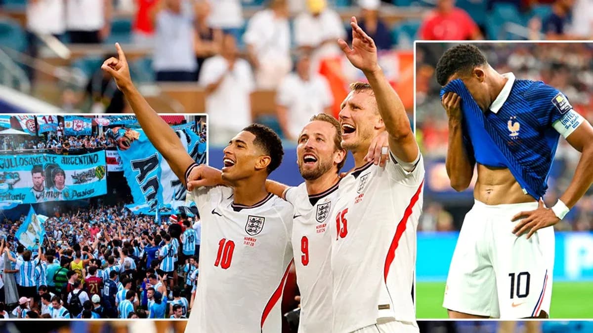 Jugadores de Inglaterra celebrando con aficionados en el estadio Jugadores de Inglaterra celebrando con aficionados en el estadio