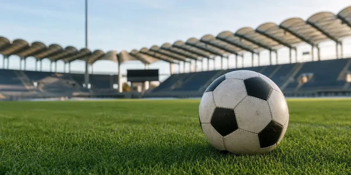 Balón de fútbol en el campo del estadio Balón de fútbol en el campo del estadio