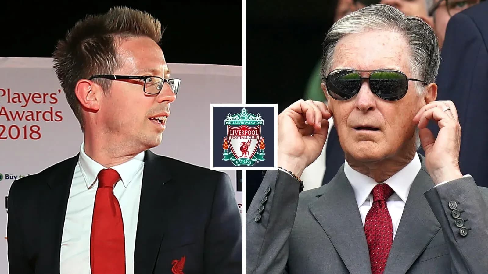 Dos hombres en evento de Liverpool FC, 2018 Dos hombres en evento de Liverpool FC, 2018