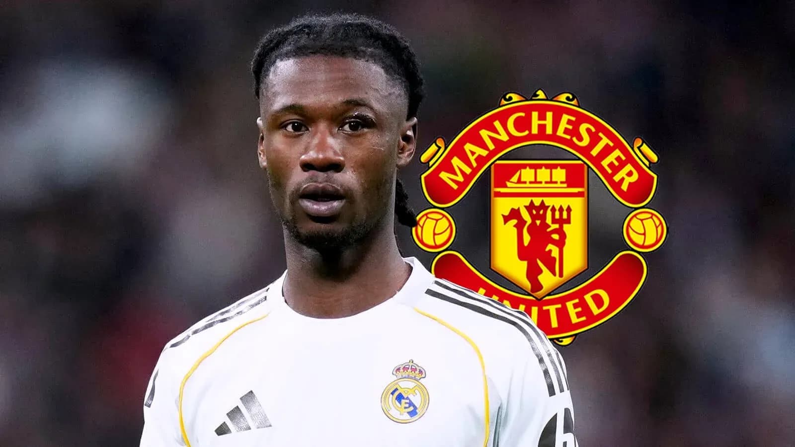 Jugador de Real Madrid con escudo de Manchester United Jugador de Real Madrid con escudo de Manchester United
