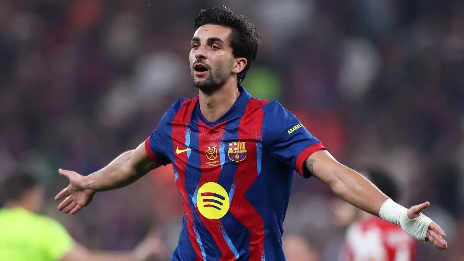 Jugador de Barcelona celebrando un gol en partido Jugador de Barcelona celebrando un gol en partido