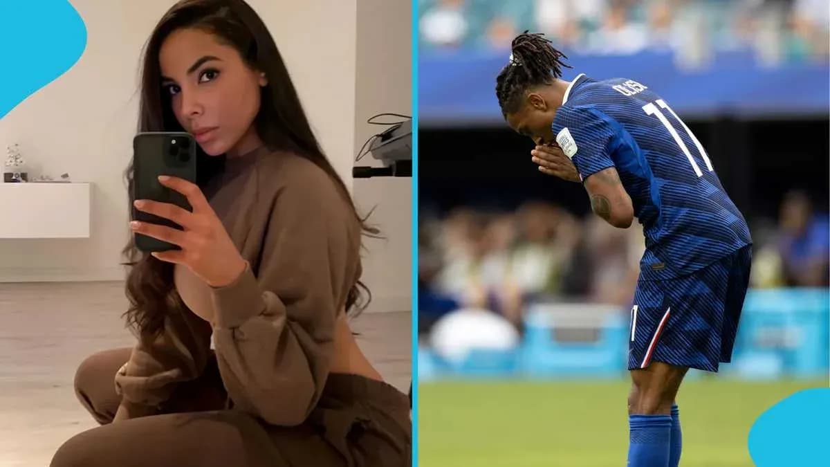 Persona tomando una selfie y jugador de fútbol lamentándose Persona tomando una selfie y jugador de fútbol lamentándose