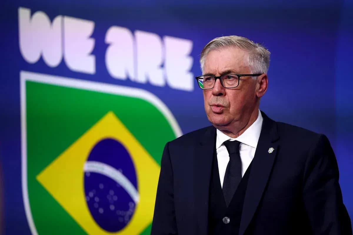 Entrenador hablando frente a fondo de Brasil Entrenador hablando frente a fondo de Brasil