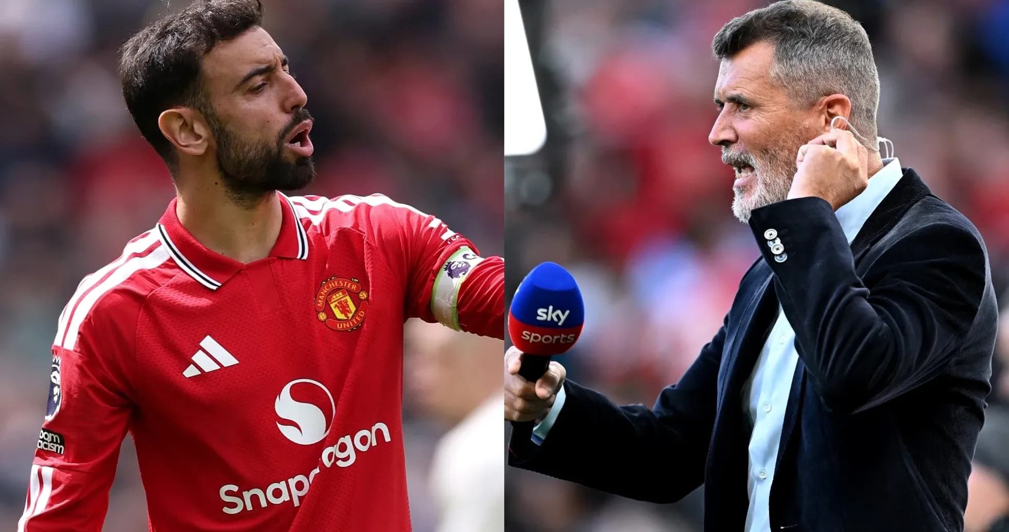 Bruno Fernandes y Roy Keane durante un partido Bruno Fernandes y Roy Keane durante un partido