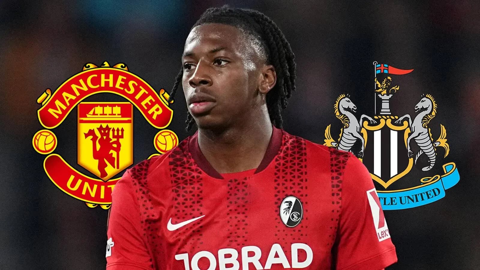 Jugador con camiseta de Bournemouth entre logos de clubes Jugador con camiseta de Bournemouth entre logos de clubes