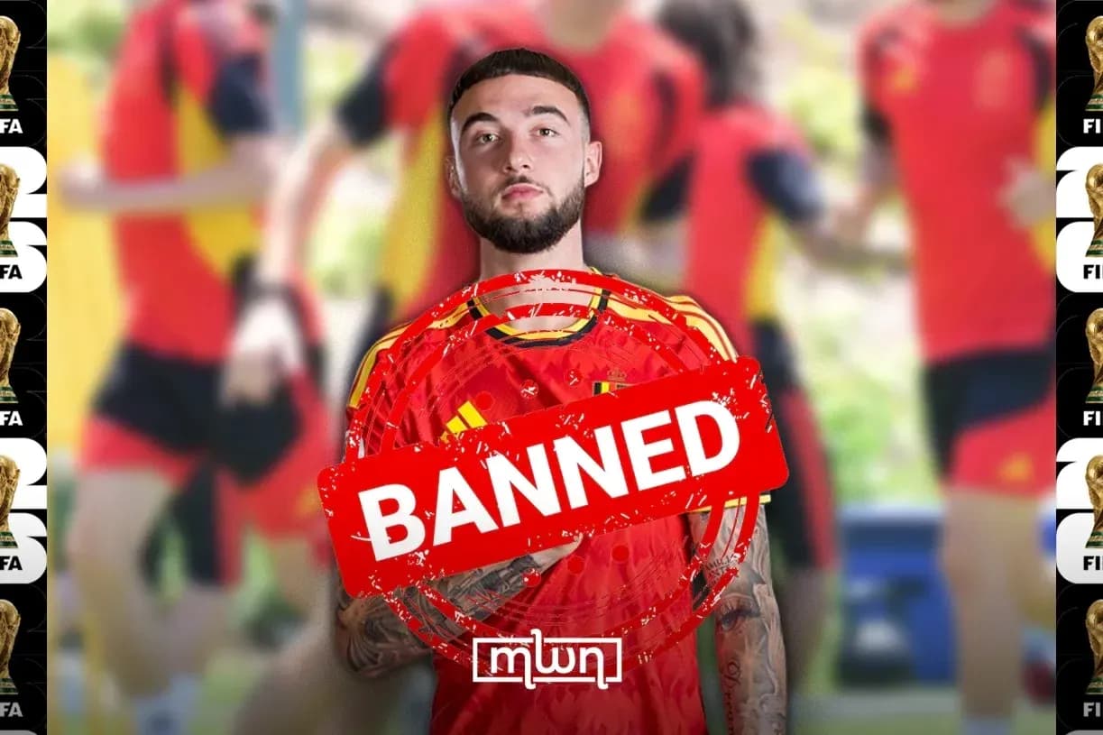 Jugador de España con sello de 'prohibido' en camiseta Jugador de España con sello de 'prohibido' en camiseta
