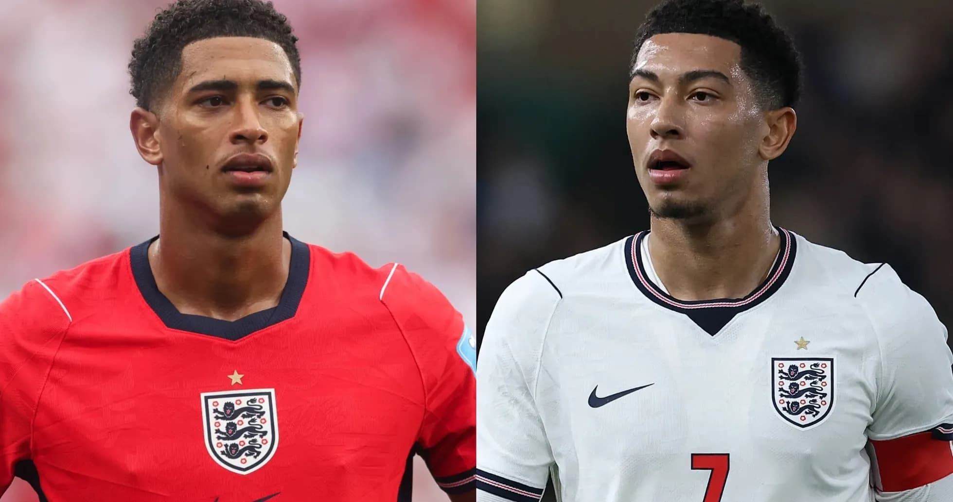 Dos jugadores de Inglaterra en camisetas de diferentes colores Dos jugadores de Inglaterra en camisetas de diferentes colores