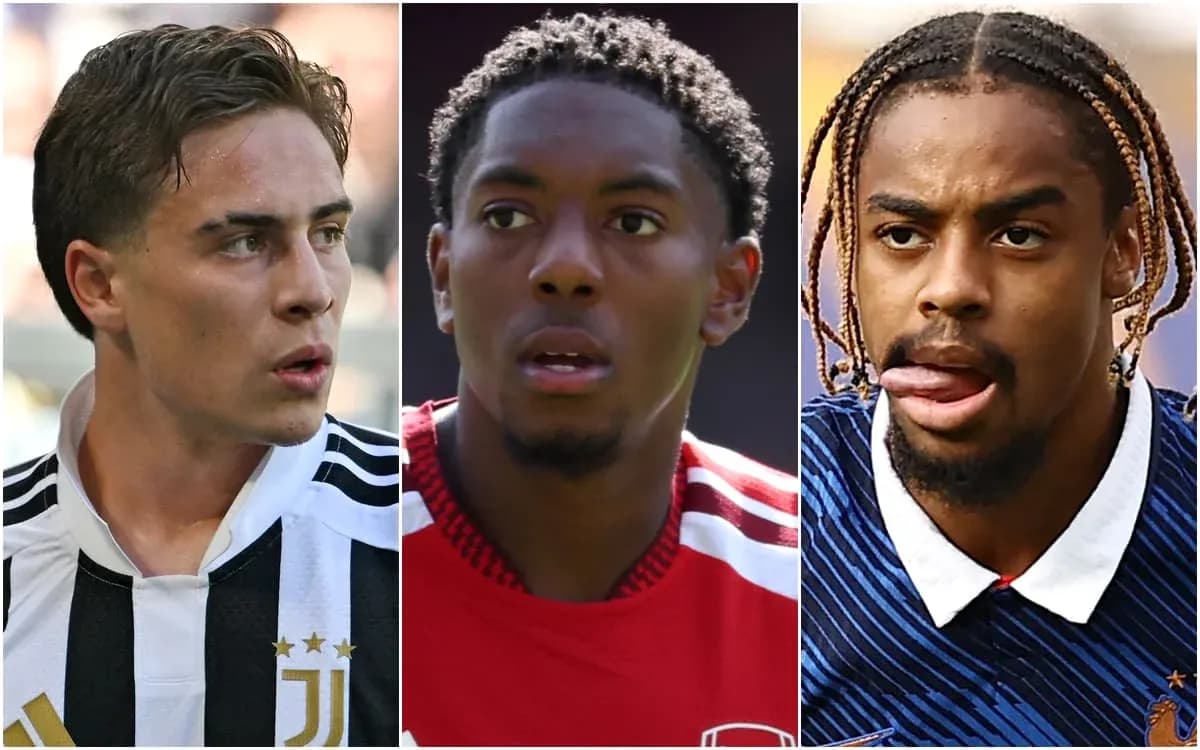 Tres jugadores de fútbol en primer plano Tres jugadores de fútbol en primer plano